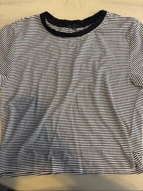 Splash Black and White Striped Crop Top